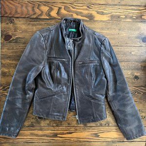 United Colors of Benetton Brown Leather Jacket Small